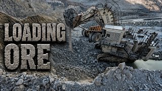 Awesome Liebherr R9350 Digger Working on Ore Extraction