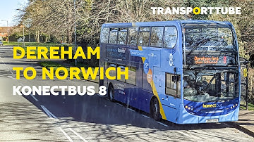 Dereham to Norwich | Konectbus Straight 8 | Realtime