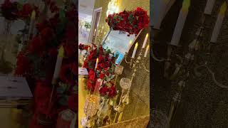 Simple, Elegant &amp; Classy! #welcometable #entrancetable #redflowers #guestbook #guestbooktable #red.