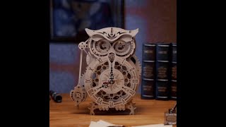 Neu| Owl Clock | Eulenuhr | LK503 von Rokr | Mechanisches Holzmodell | MagicHolz