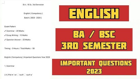Gndu BA / BSc 3rd Semester English Compulsory Important Questions 2023 | English Question Paper 2023
