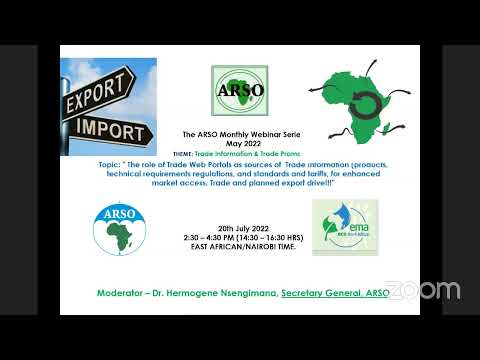 ARSO Monthly Webinar on Trade Information & Trade Promotion