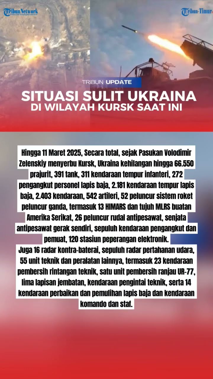 SITUASI SULIT, TOTAL KERUGIAN PERANG UKRAINA DI KURSK: 120 STASIUN PERANG HANCUR