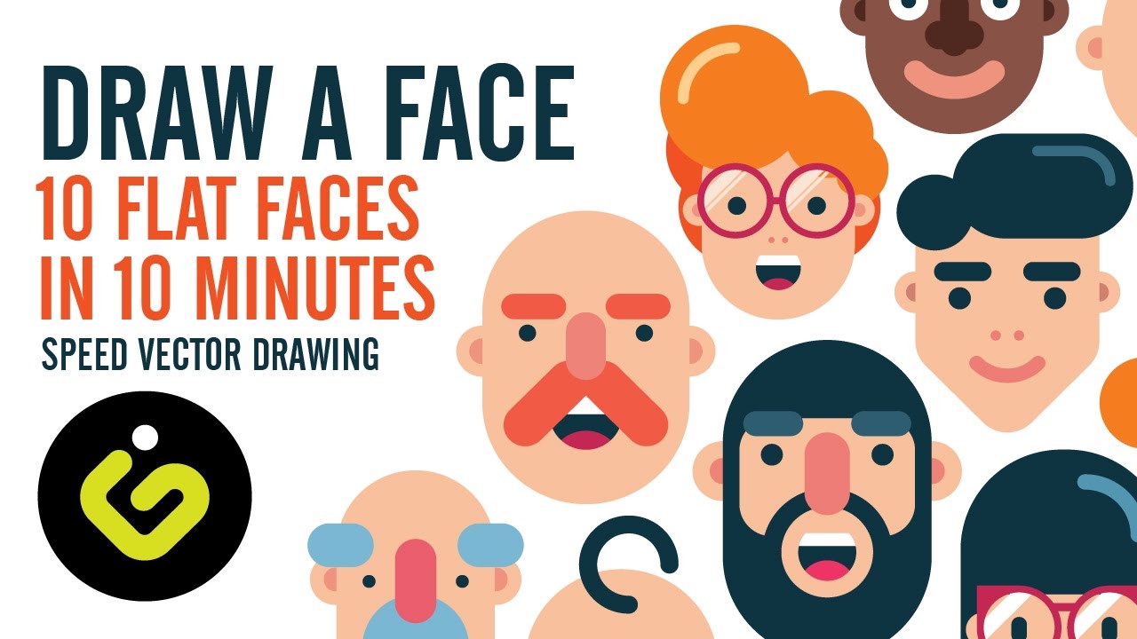 Wonderlijk How To Draw A Face, 10 Flat Design Characters in 10 Minutes, Speed WG-95