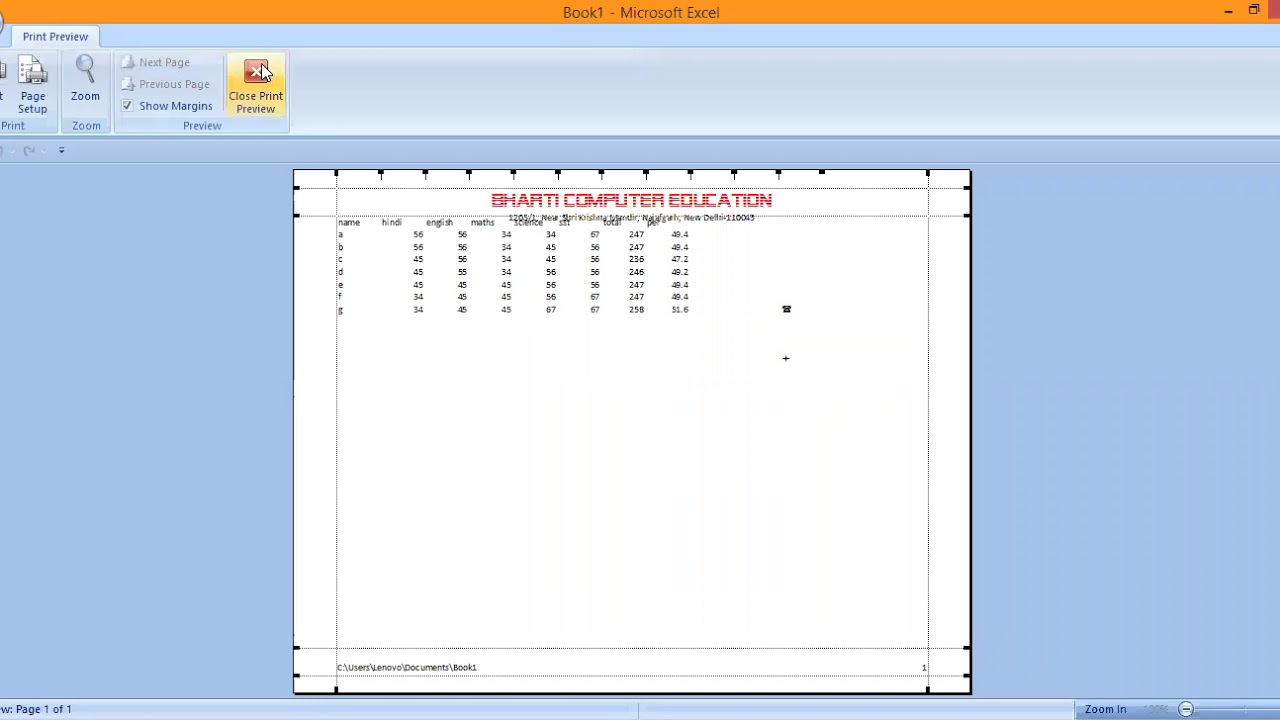 MS-Excel Hyperlink, Header & Footer and page setup in Hindi