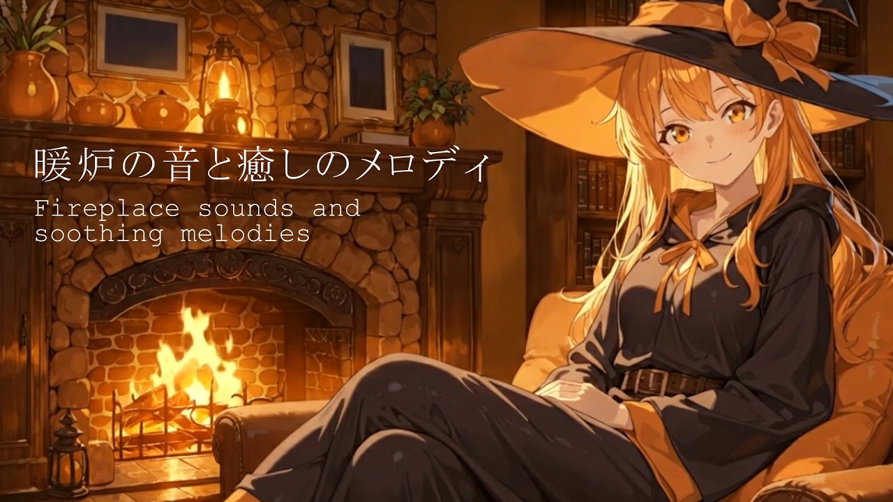 【焚き火 ASMR】パチパチ燃える暖炉の音と癒やしのメロディ🔥 深い眠りへ誘う夜のBGM｜睡眠・リラックス