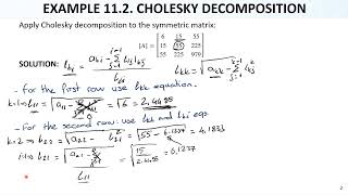 Numerical Methods Lec29 Ch11 Special Matrices3 Symmetric Matrix - Cholesky Decomposition - Example