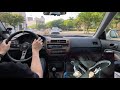 Pov manual car commuting in traffic with pedal cam  honda civic