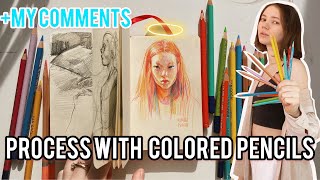 HOW TO DRAW Portrait with colored pencils LIGHT in portrait + MY COMMENTS