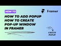 Create a Pop-Up Window in #Framer | Easy Framer Tutorial How to Add  pop up  in Framer