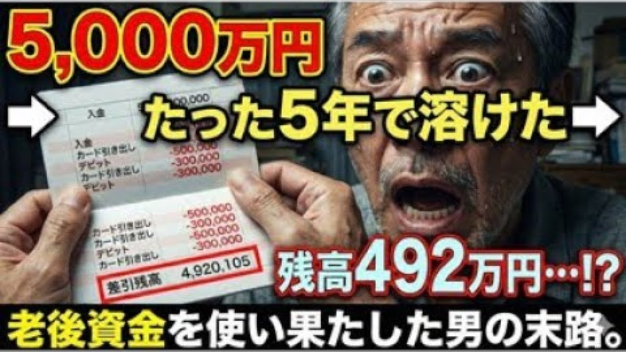 【老後破産】資産5,000万円を手にした60歳独身男の末路　5年後に通帳を見て床に泣き崩れた理由。【ゆっくり解説】