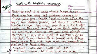Design of wall with multiple opening|Type-6|Concrete Technology & Masonry Design BE Civil PU PoU KU