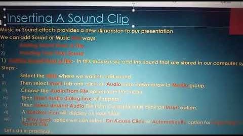 Ch-3- Inserting  Sound Clips on Slide,-Class-6, Computer.