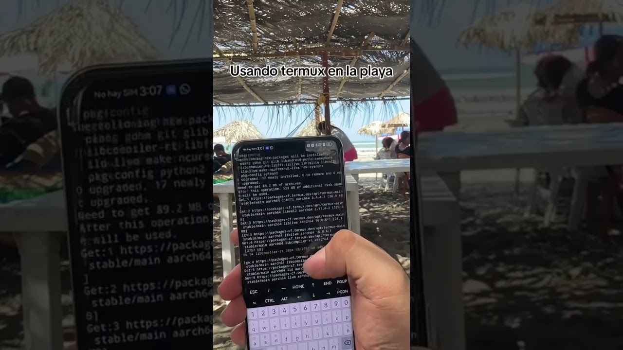 Usando Termux en la playa