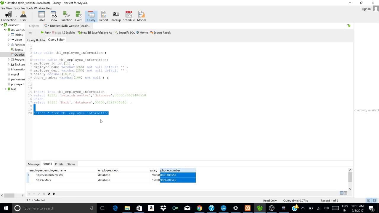 How to create view in MYSQL - YouTube