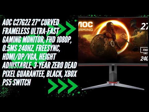 AOC C27G2Z 27 inch Curved Frameless Ultra-Fast Gaming Monitor, FHD