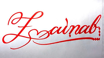 Zainab Name Signature Calligraphy Status | How to Cursive write with cut Marker #zainab @Zainab