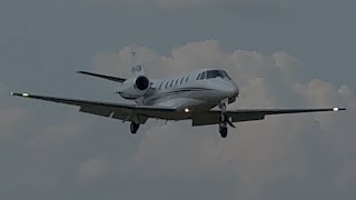 Cessna Citation XLS aproximação final, pouso e táxi em Piracicaba SDPW