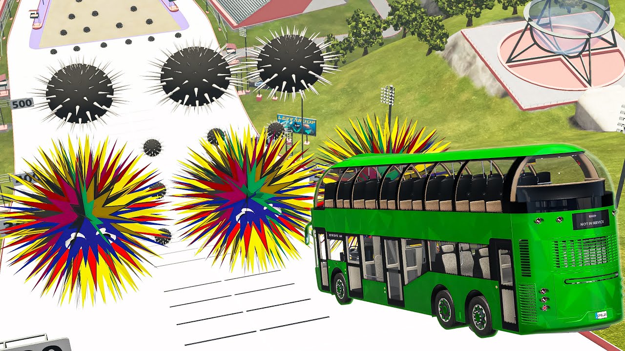 Deadly Jumping Cars from Springboard over Spiked Balls - Beamng drive | TornMetal