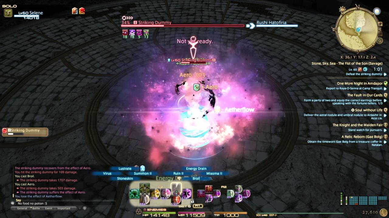 FFXIV RUSHI HATOFIRIA'S SCHOLAR ROTATION A5 SAVAGE DUMMY - YouTube