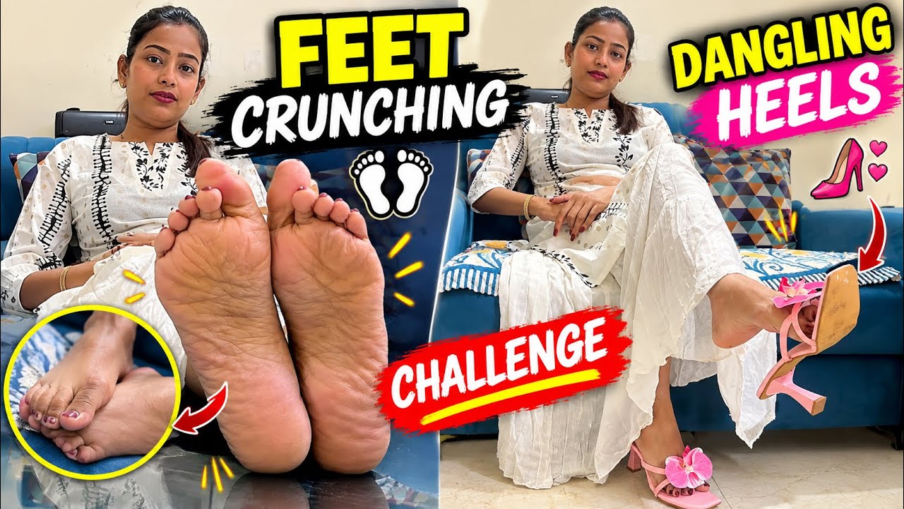 Feet Crunching & Dangling Heels Challenge 😱 | Funny Challenge Video #feet #feetvideo