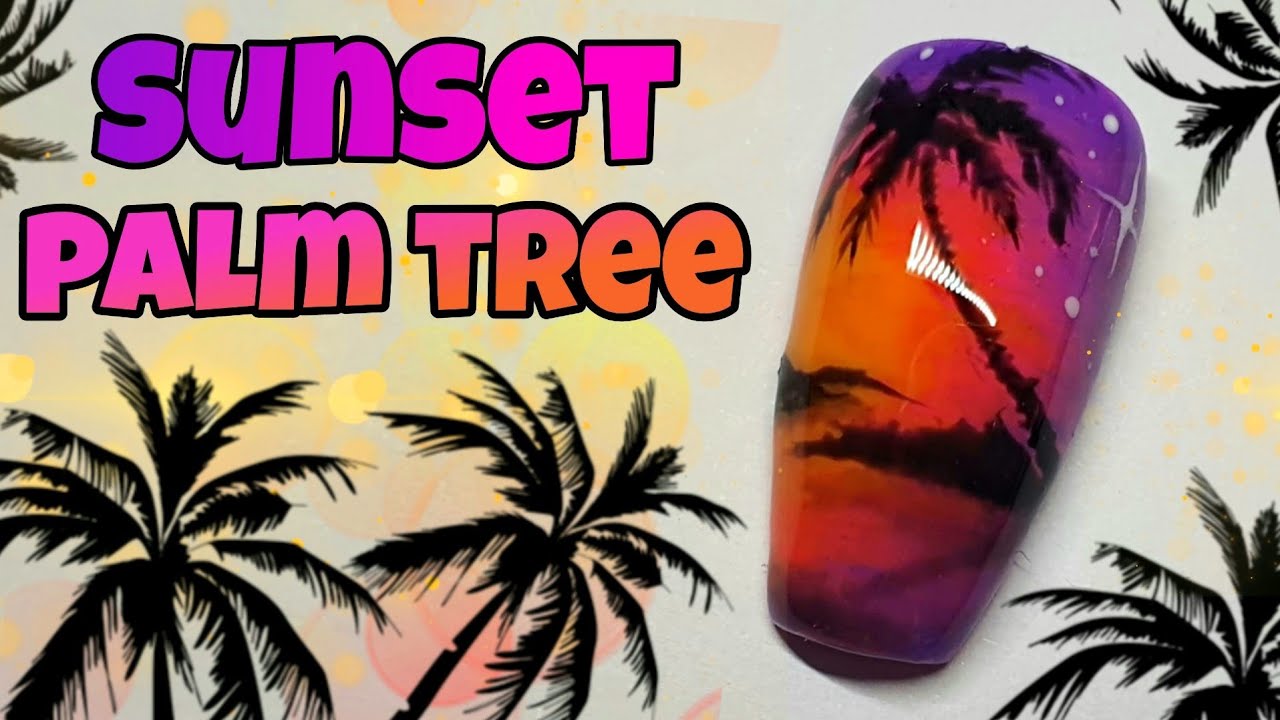 🌅 OMBRE SUNSET | PALM TREE | Gel polish nail art design