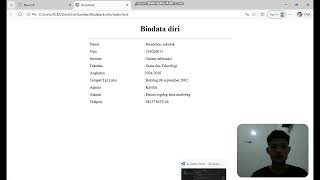 cara buat biodata diri  di websibe dengan menggunakan html visual studio code
