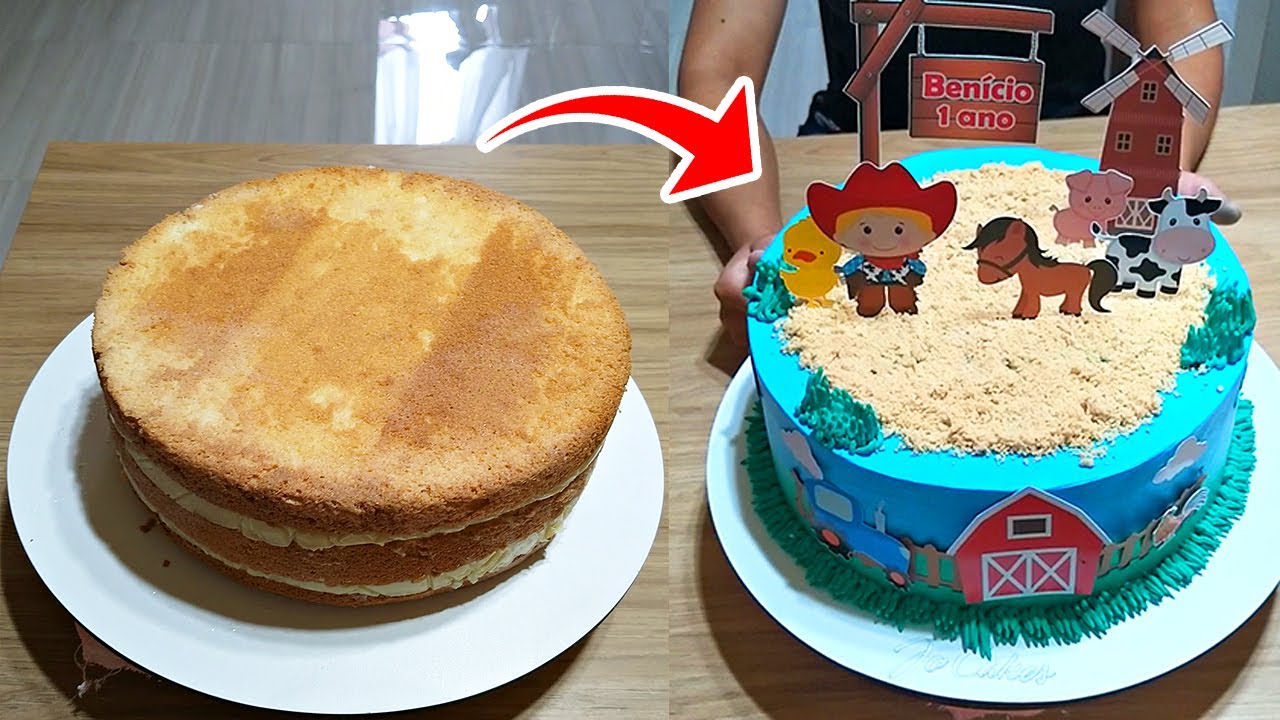 BOLO FAZENDINHA! DECORAÇÃO MUITO FÁCIL E LINDA!