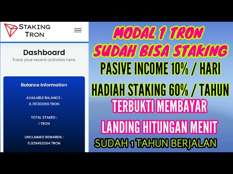 Website Staking Tron Dengan Stake Reward 60%/Tahun || Modal 1 Tron Terbaru 2021