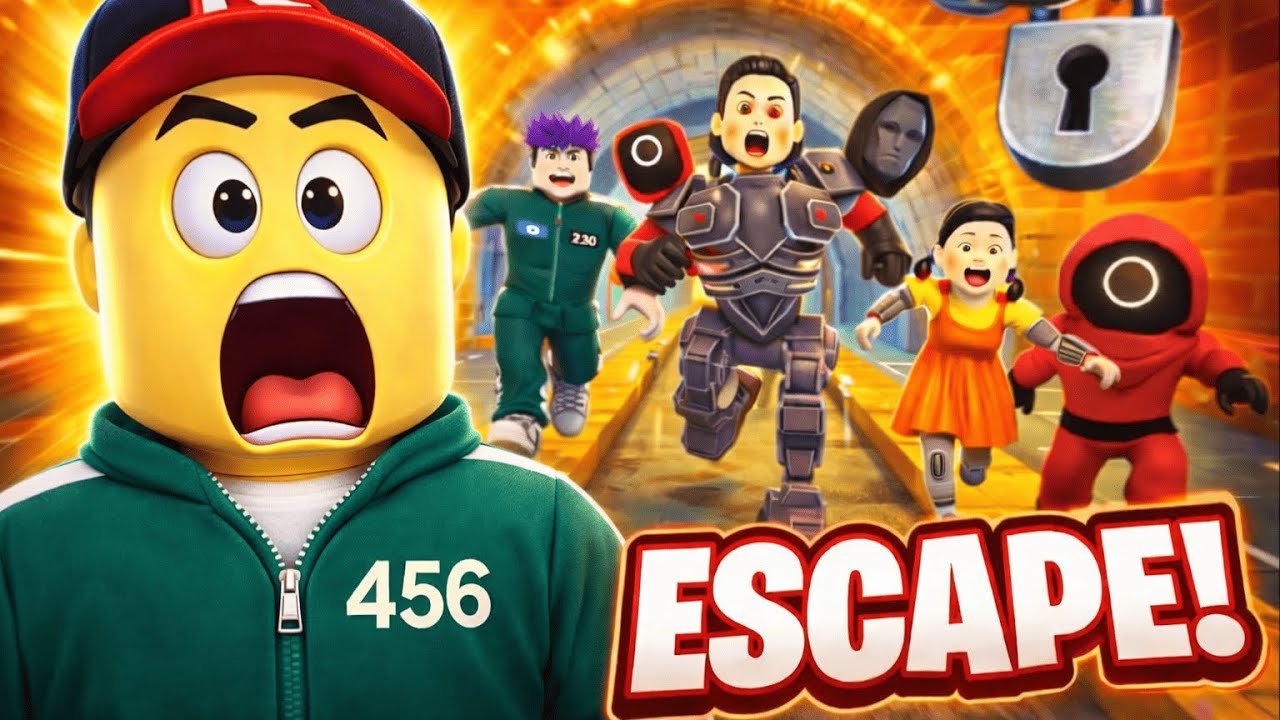 🦑SQUID GAME FAMILY PRISON RUN ESCAPE! (OBBY)🦑ROBLOX 