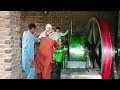 45 HP Old black desi engine working with chakki atta woodcutter machine ruston hornsby Pak India