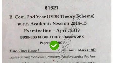 2019 Mdu BCom DDe 2nd year Business regulatory Framwork Question Paper