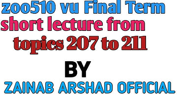 ZOO510 Vu final term short Lecture//From topics 207 to 211