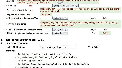 [TCVN 9845:2013] Hướng dẫn tính toán thủy văn cống bằng Excel