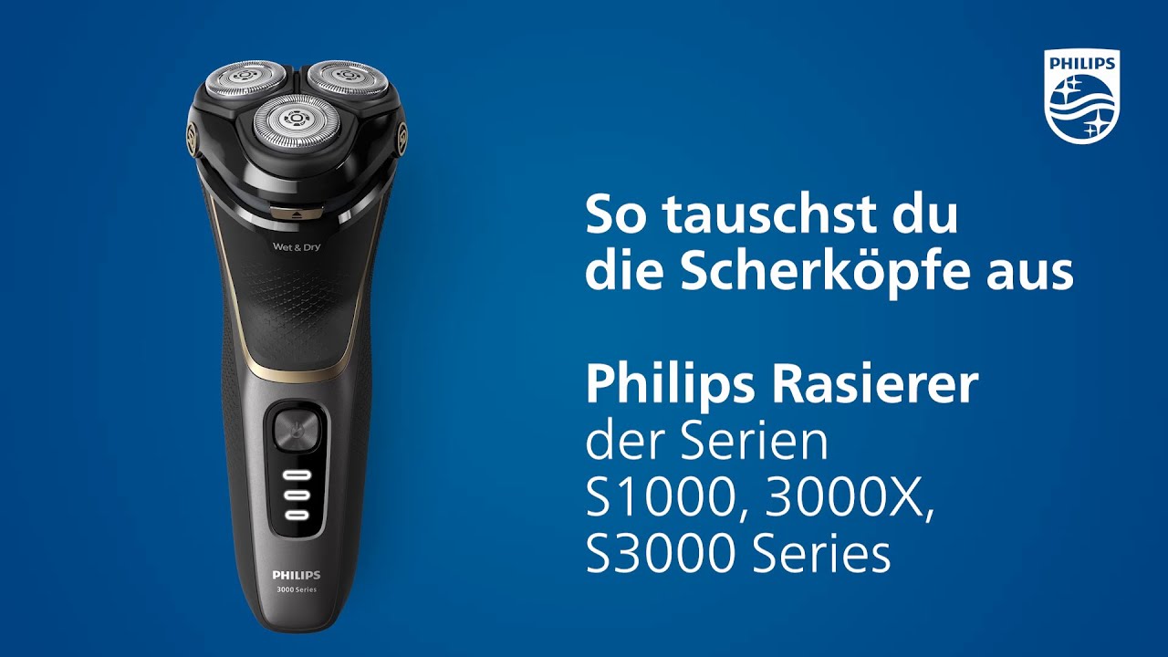 Philips Rasierer S1000, 3000X, S3000 - Wie du die Scherköpfe austauschst -  YouTube