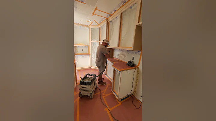 onsite preparation  for spraying  cabinets