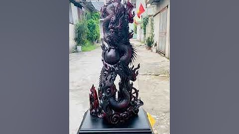 15 Triệu - Tượng Gỗ Nhất Long Vờn Ngọc Gỗ Trắc Đỏ Đen siêu đẹp, đục tay thủ công tỉ mỉ sắc nét