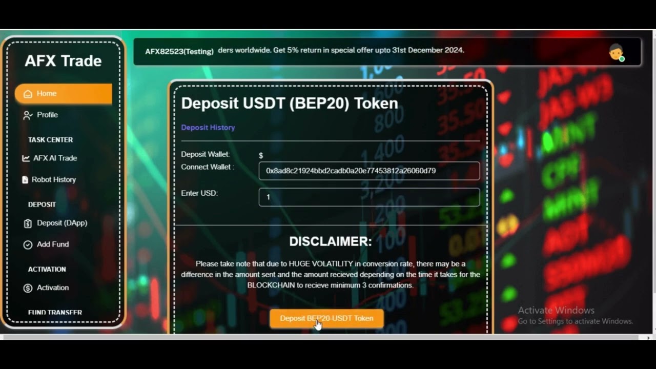 How to Deposit DApp | AFX Trade 