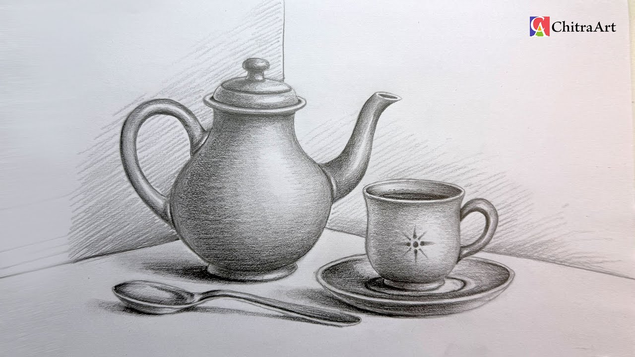Still Life Composition with Pencil Shading Step By Step Drawing for  Beginners | Object Drawing