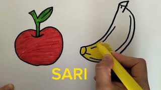 Elma Ve Muz Çizim Ve Boyama , Meyveleri Ve Renkleri Öğrenelim