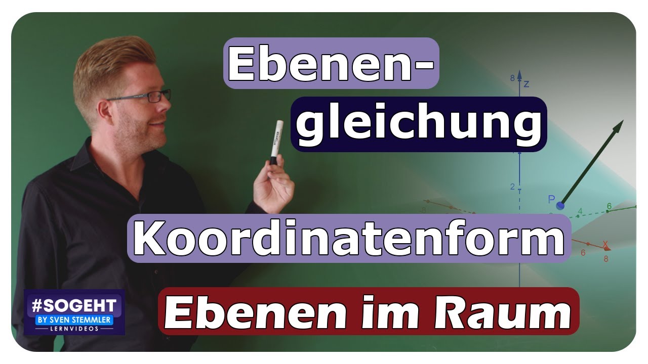 Vorschaubild zum Lernvideo "Einfache Erklärung: Wie man die Koordinatenform einer Ebenengleichung aufstellt"