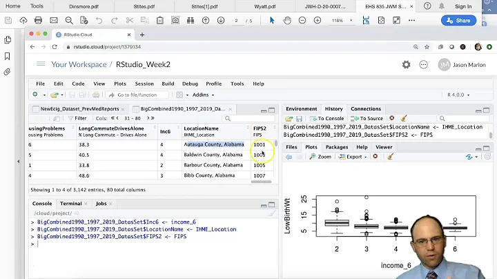 R Studio - Week 3 - Adding and Removing Columns or Variables to a Data Frame or Data Viewer