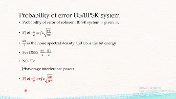 Performance parameters of DSSS
