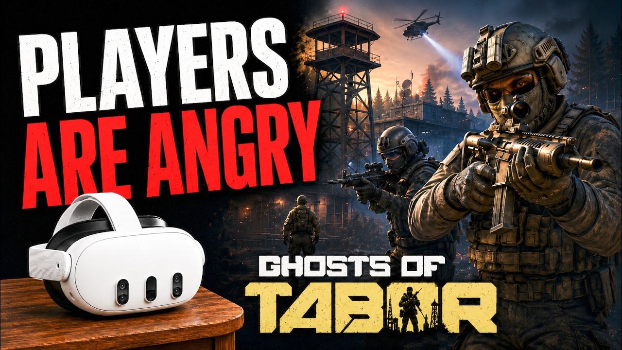 Ghosts of Tabor VR review thumbnail showing an armed soldier, a Meta Quest headset and the words Players Are Angry