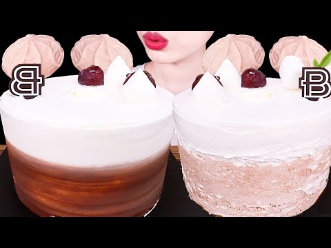 【咀嚼音】チョコレートクリームケーキ、チョコメレンゲクッキー、マシュマロ｜ASMR MUKBANG｜CHOCOLATE WHIPPED CREAM CAKES EATING SOUNDS 먹방