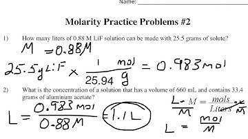 Working out answers to: Molarity Practice Problems #2