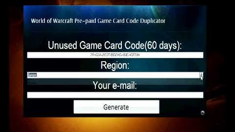 World of Warcraft Free Game Card Code Generator For All Versions