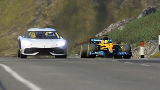 Koenigsegg Gemera 2020 vs F1 McLaren MCL35M 2021 Lando Norris at Highlands