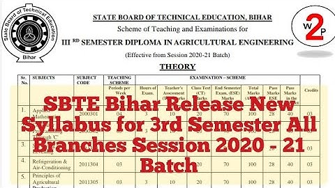 SBTE BIHAR RELEASE NEW SYLLABUS FOR 3RD SEMESTER ALL BRANCHES