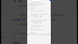 c programming to find the largest of three number #college #coding